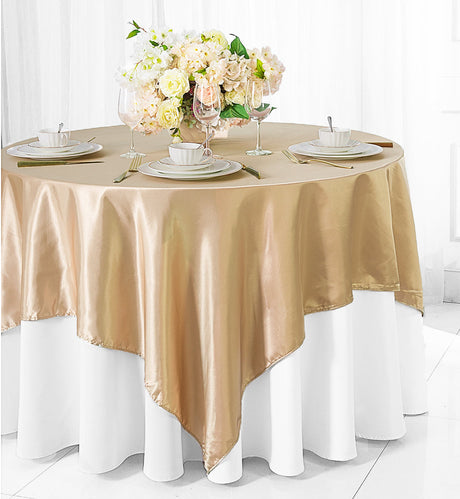 Seamless Square Satin Table Overlay Premium Polyester Cloth