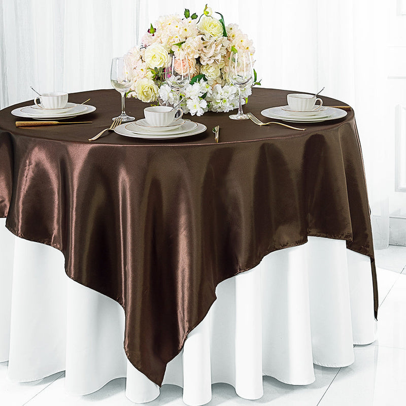 Satin Square Table Overlay 54x54 Chocolate
