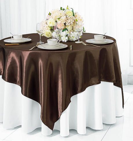 Square Satin Table Overlay 85x85 Chocolate
