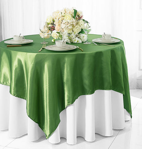 Satin Table Overlay 85x85 Square Clover Green