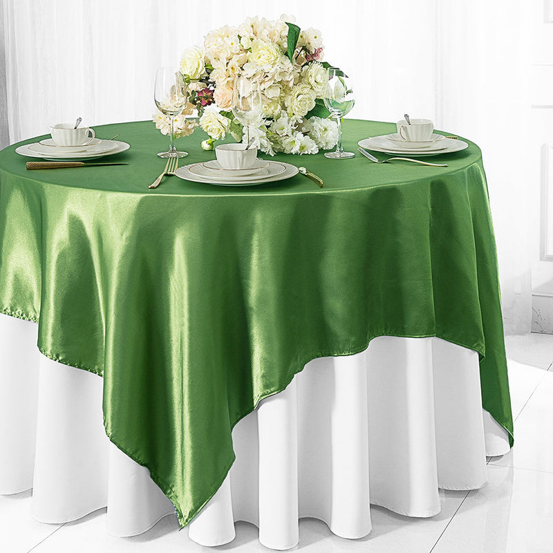 Satin Table Overlay 54x54 Square Clover Green