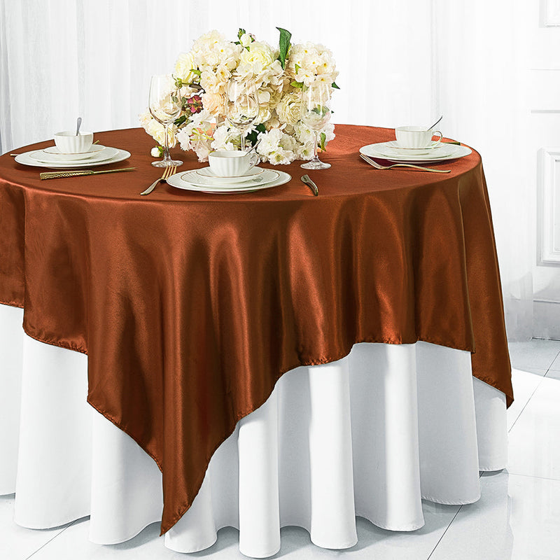 Satin Table Overlay 54x54 Square Cognac