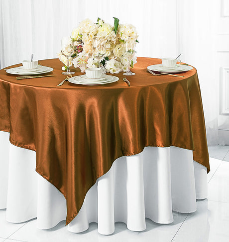 Satin Square Table Overlay 85x85 Copper
