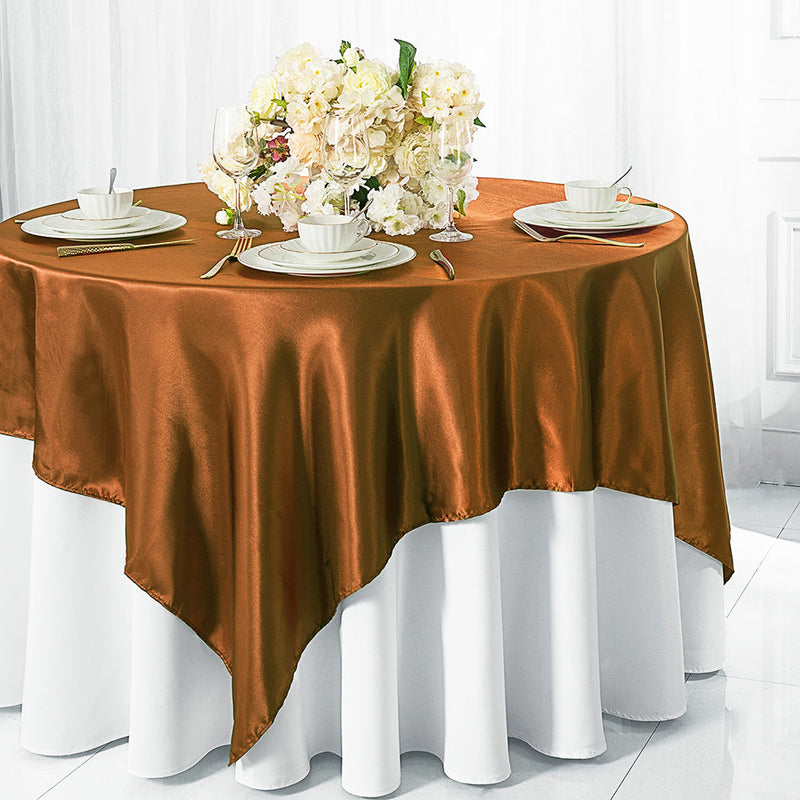 Satin Table Overlay 54x54 Square Copper