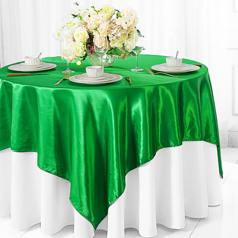 Satin Table Overlay 85x85 Square Emerald Green