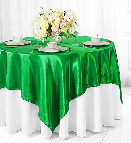 Satin Table Overlay 85x85 Square Emerald Green