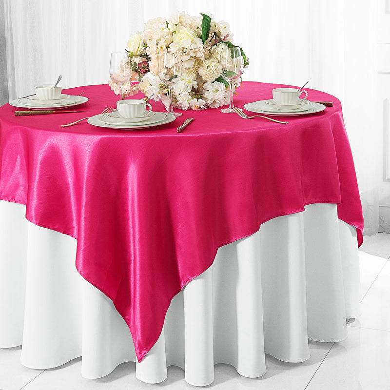 Satin Square Table Overlay 85x85 Fuchsia