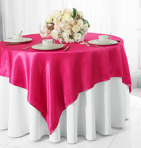 Satin Square Table Overlay 85x85 Fuchsia