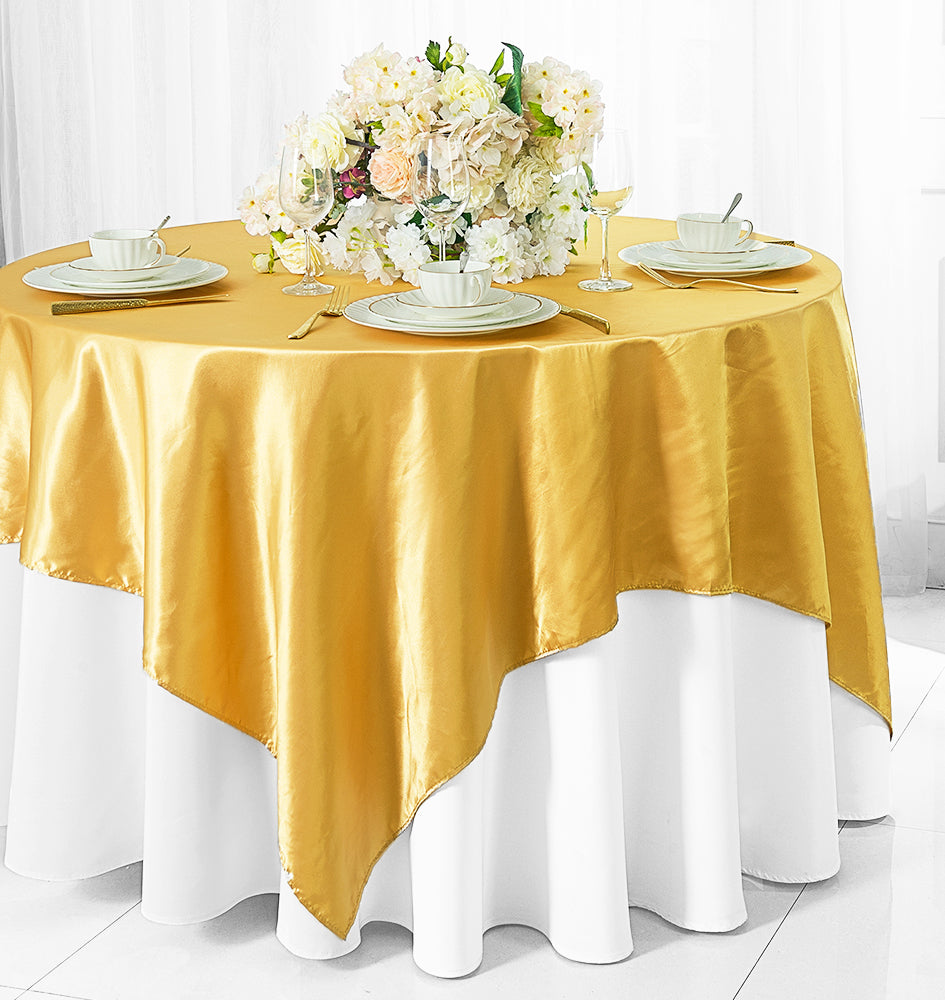 Seamless Square Satin Table Overlay 120 Inch Décor