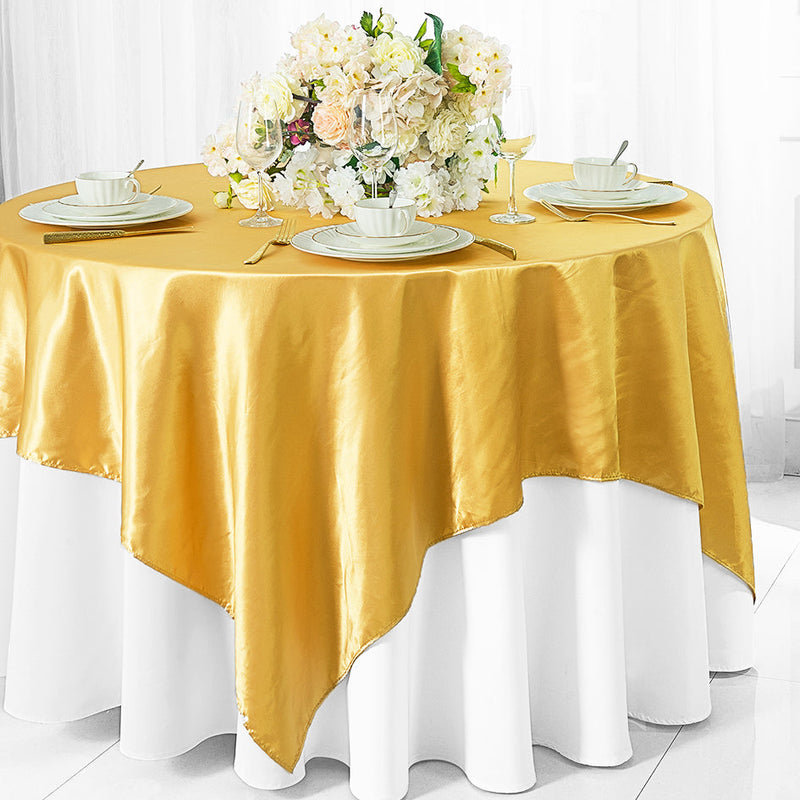 Satin Table Overlay 85x85 Square Gold