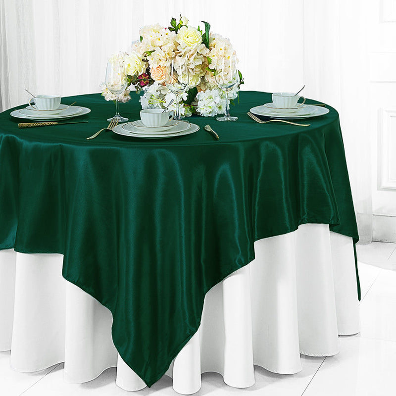 Satin Table Overlay 85x85 Square Hunter Green