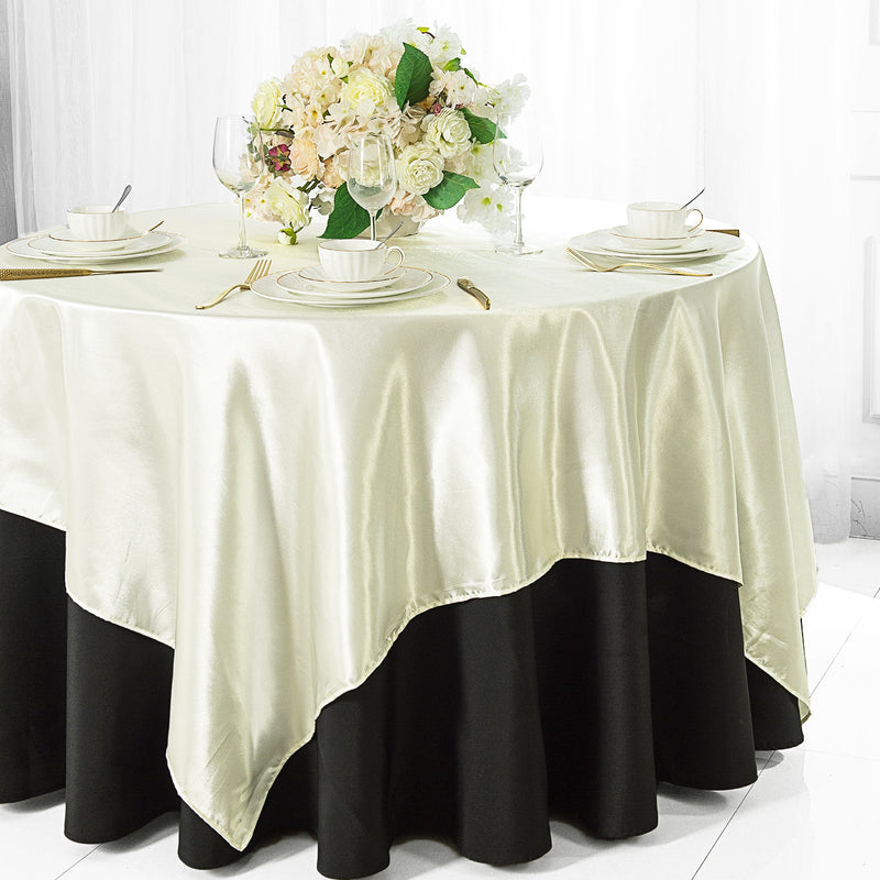 Satin Table Overlay 85x85 Square Ivory