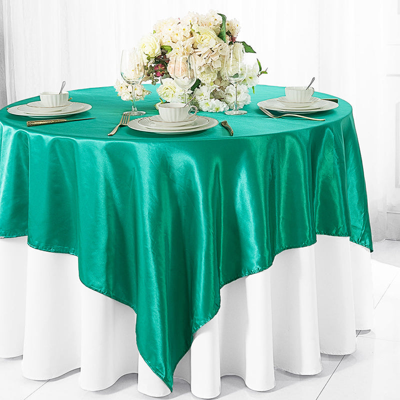 Satin Table Overlay 85x85 Square Jade