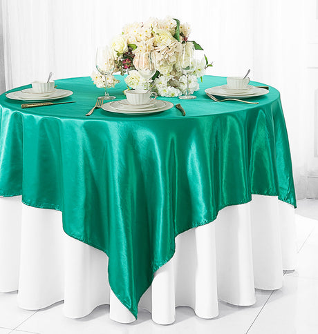 Satin Table Overlay 85x85 Square Jade