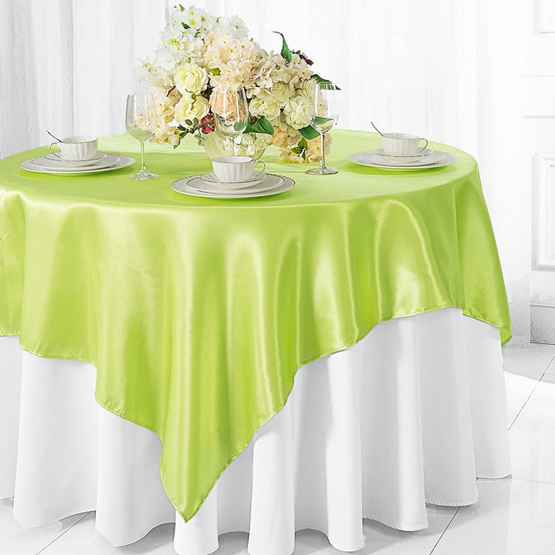 Satin Square Table Overlay 85x85 Key Lime