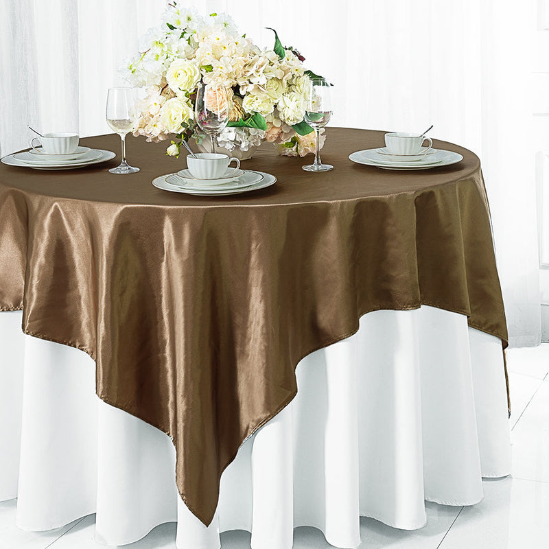 Satin Table Overlay 85x85 Square Latte/Taupe