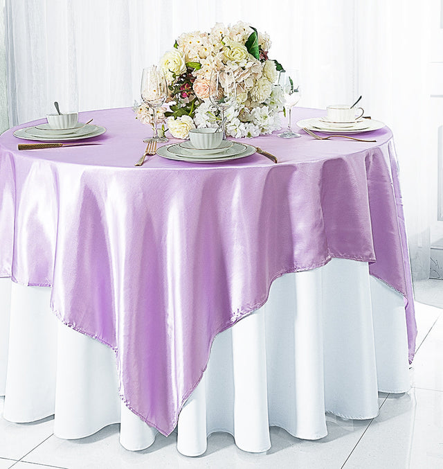 Satin Square Table Overlay 54x54 Lavender