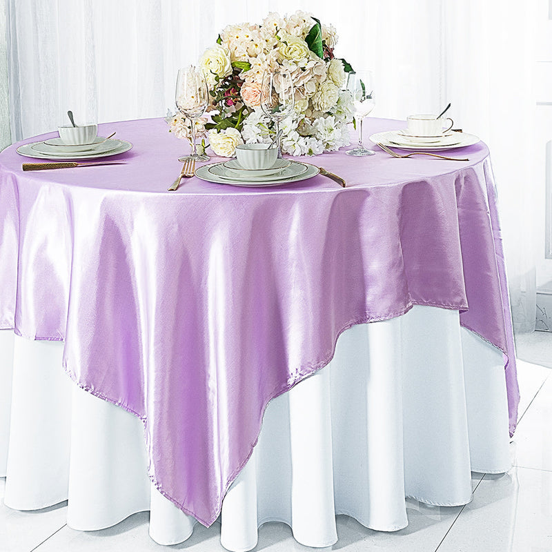 Satin Square Table Overlay 85x85 Lavender