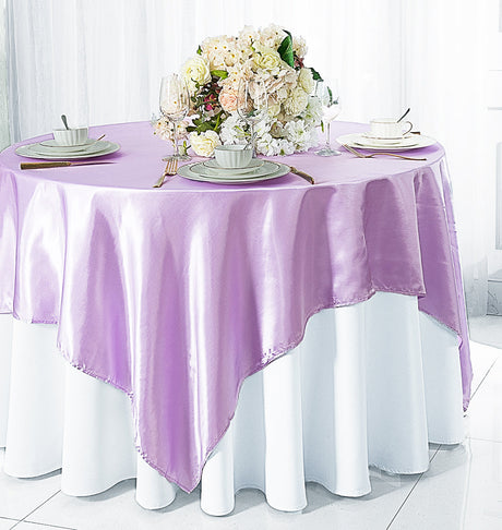 Satin Square Table Overlay 85x85 Lavender