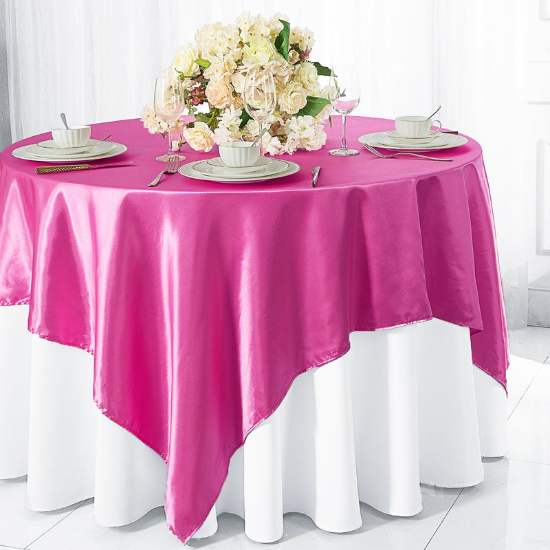 Satin Table Overlay 85x85 Square Magenta/Azalea