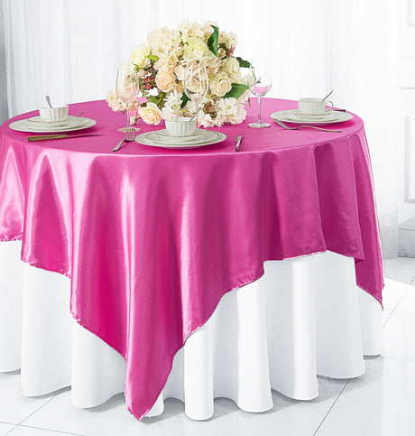 Satin Table Overlay 85x85 Square Magenta/Azalea