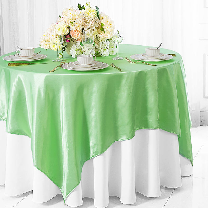 Satin Table Overlay 85x85 Square Mint Green