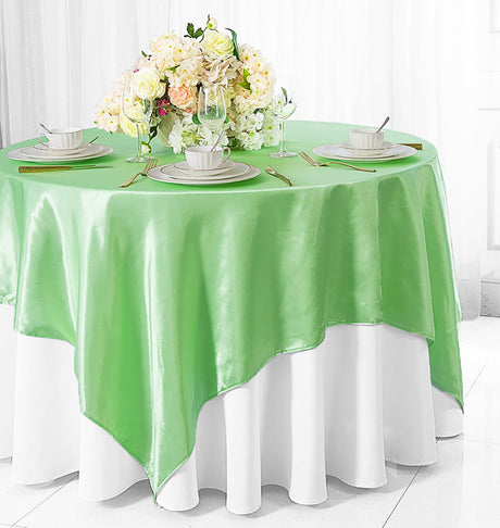 Satin Table Overlay 85x85 Square Mint Green