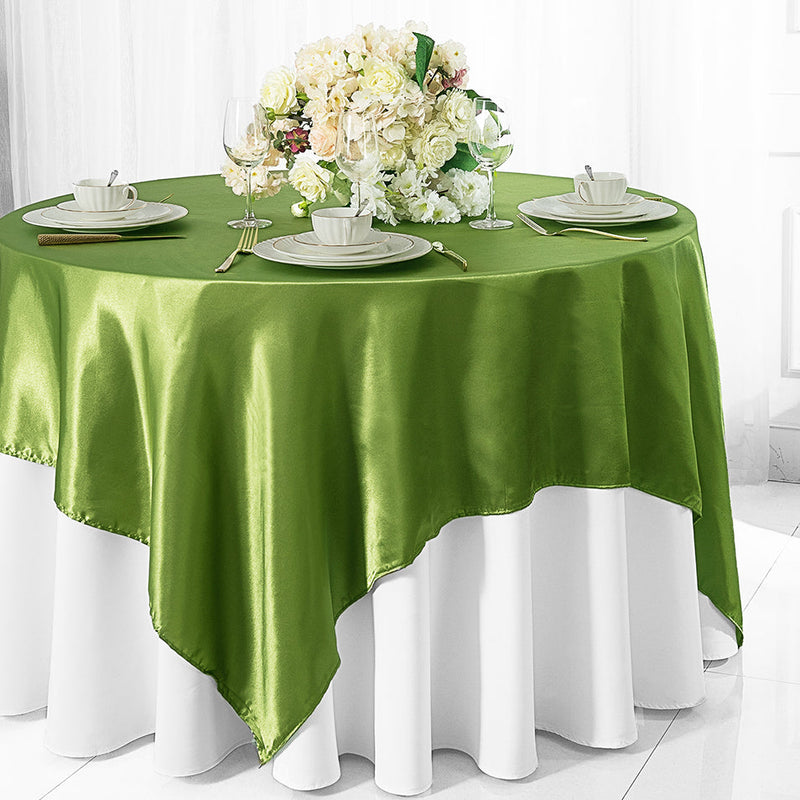 Satin Table Overlay 85x85 Square Moss Green