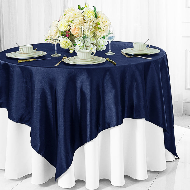 Satin Square Table Overlay 54x54 Navy Blue