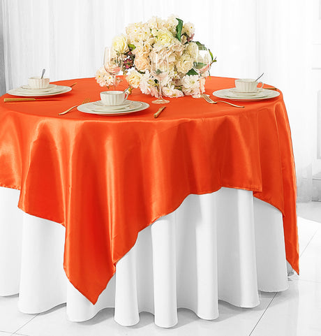 Satin Table Overlay 85x85 Square Orange