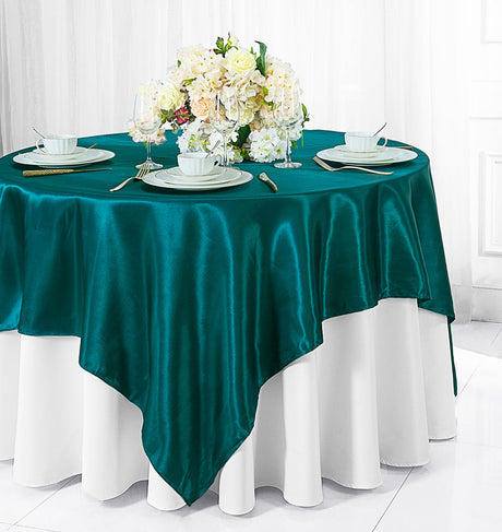 Seamless Square Satin Table Overlay 120 Inch Décor