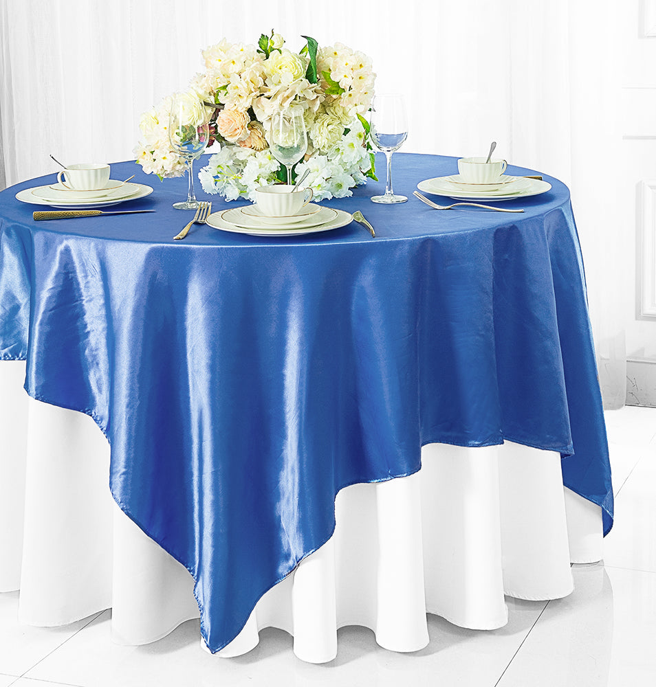 Satin Table Overlay 85x85 Square Periwinkle/Cornflower