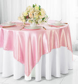 Premium Satin Square Table Overlay – Glossy Décor