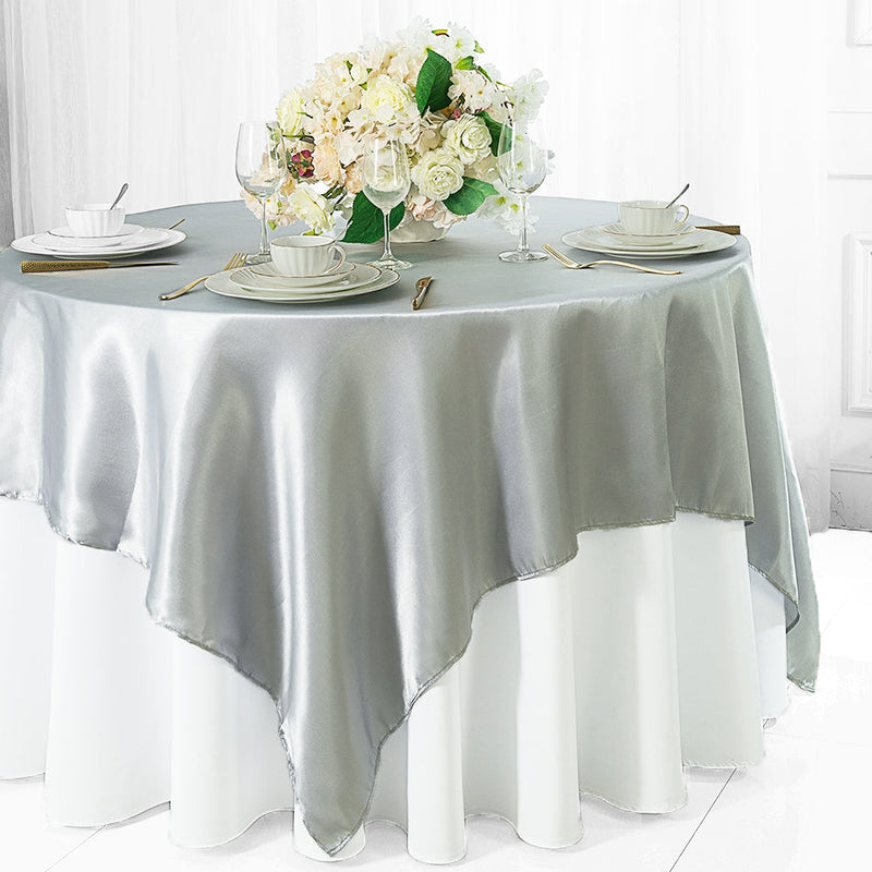 Satin Square Table Overlay 85x85 Platinum