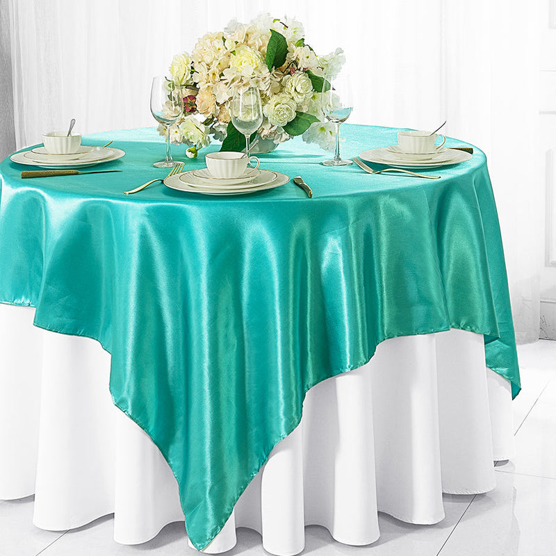 Satin Table Overlay 54x54 Square Pool Blue