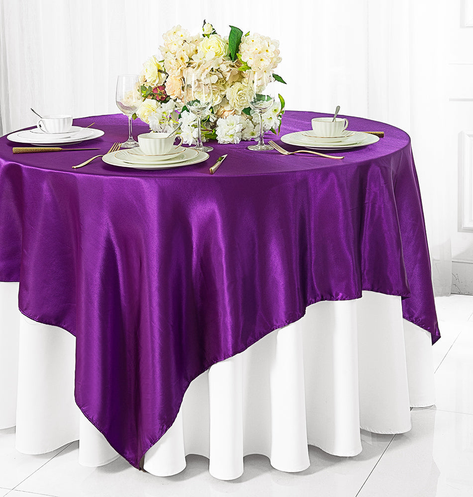 Seamless Square Satin Table Overlay Décor 120 Inch