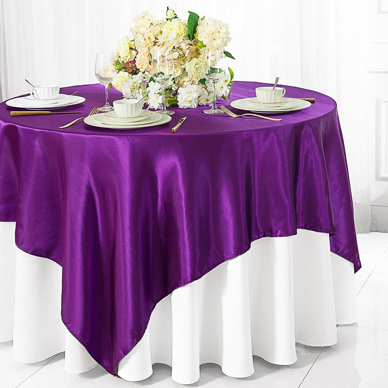 Satin Square Table Overlay 54x54 Purple