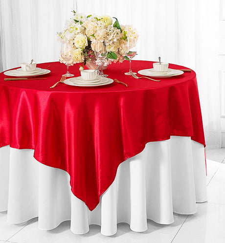Satin Square Table Overlay 85x85 Red