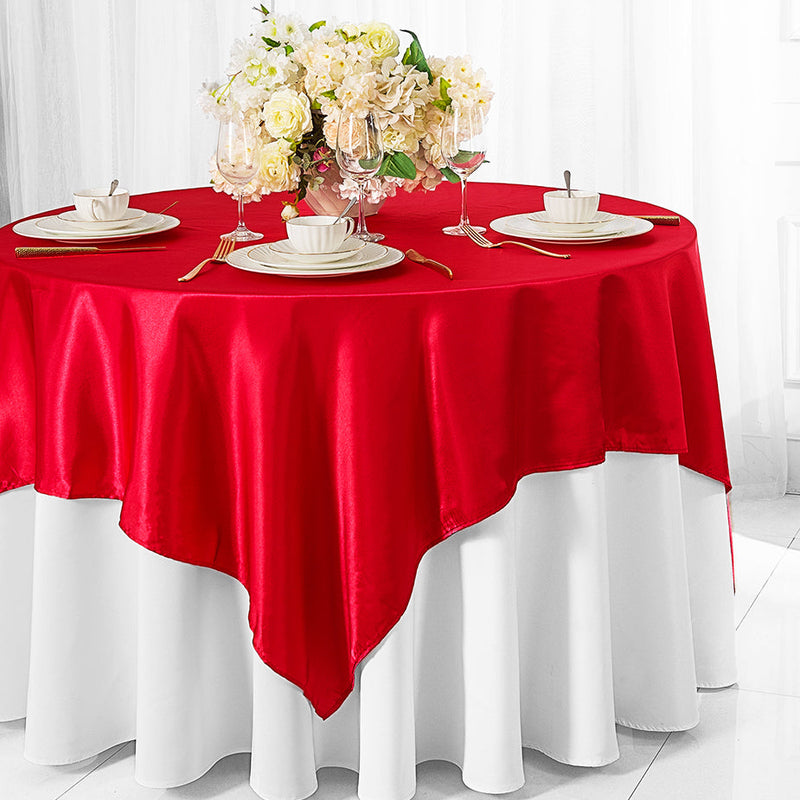 Square Satin Table Overlay 54x54 Red