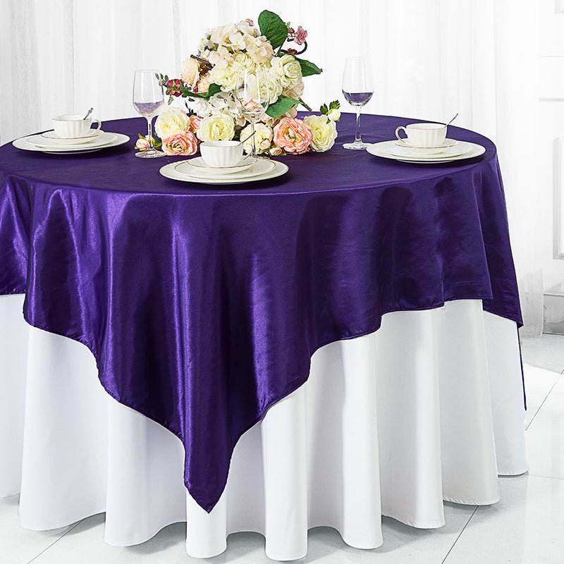 Satin Table Overlay 54x54 Square Regency Purple