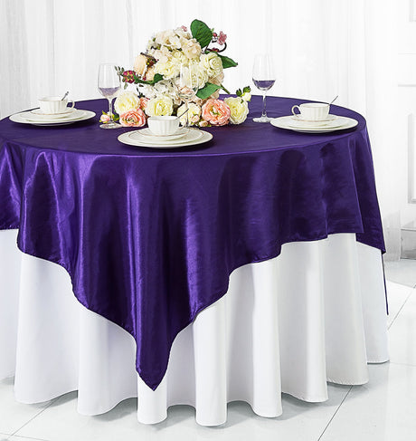 Satin Square Table Overlay 85x85 Regency Purple
