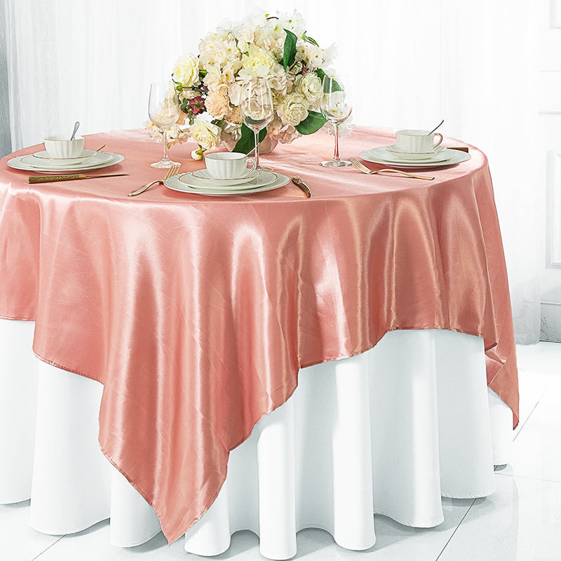 Satin Table Overlay 54x54 Square Rose Pink