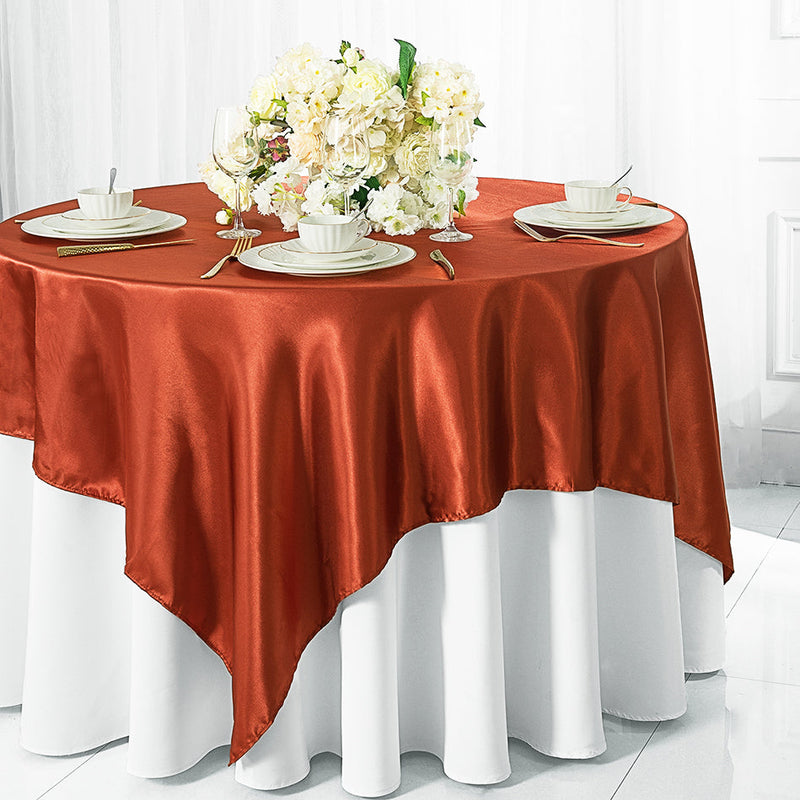 Satin Square Table Overlay 85x85 Rust/Burnt Orange