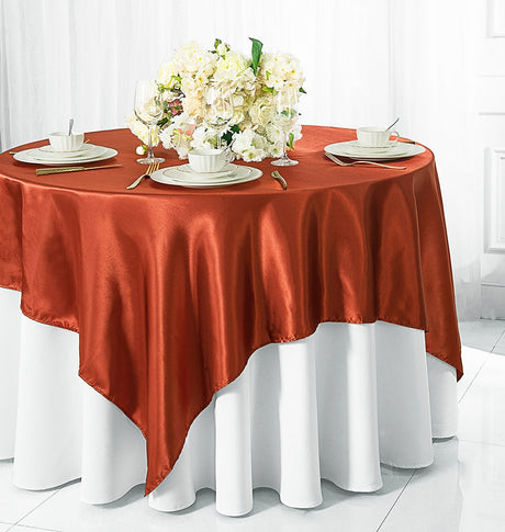 Satin Square Table Overlay 85x85 Rust/Burnt Orange