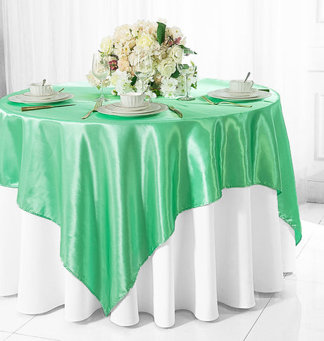 Seamless Square Satin Table Overlay Décor 120 Inch