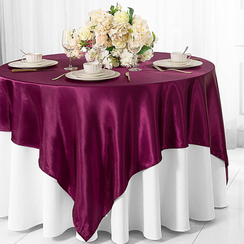 Satin Square Table Overlay 54x54 Sangria
