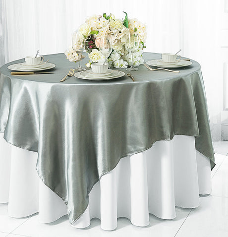 Satin Square Table Overlay 85x85 Silver