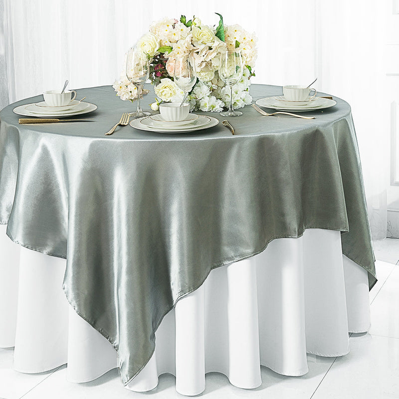 Satin Square Table Overlay 54x54 Silver