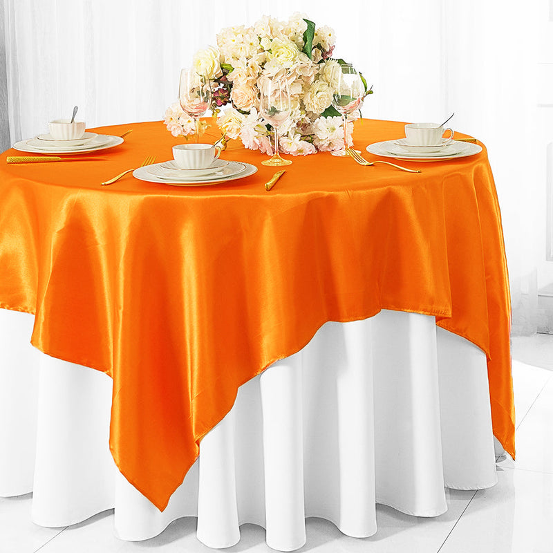 Satin Square Table Overlay 54x54 Tangerine