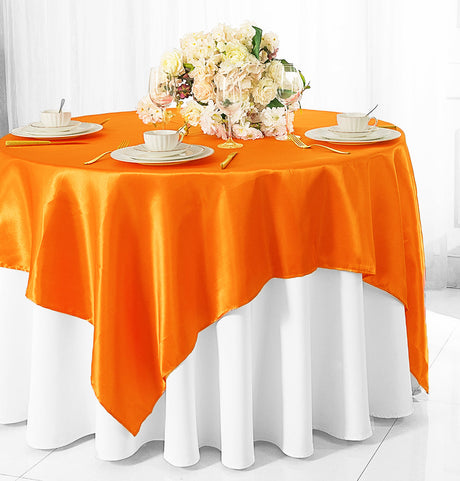Satin Table Overlay 85x85 Square Tangerine